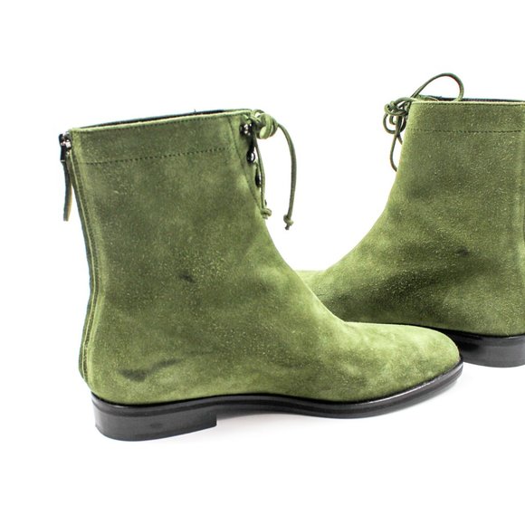 Alaïa Size 38/8 Green Suede Lace-Up Ankle Boots - Picture 4 of 9